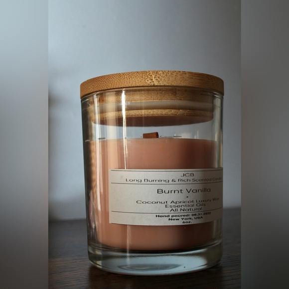 Burnt Vanilla Coconut Luxury Wax Scented Candle Essential Oils Hand Poured 6 oz - Picture 7 of 7